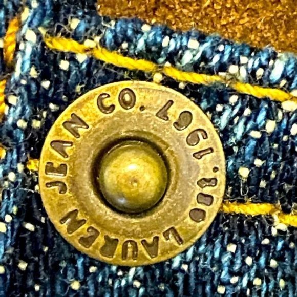 Lauren Jeans Company HOST PICK Lauren Denim Blue Jeans Leather Pockets Sz 12 - Picture 10 of 11